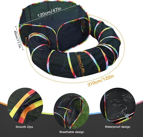 Outdoor Cat Tunnel, Outdoor Cat Enclosures Playground, Rainbow Cat Playpen for Cats, Kitty and Small Animals,Include Portable Cat Tent with Circle Cat Tunnel in Saudi Arabia
