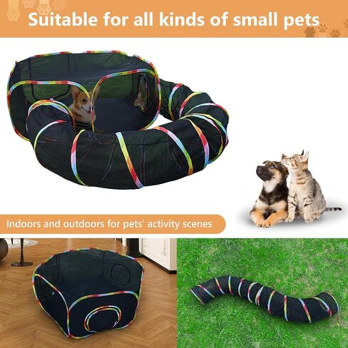 Outdoor Cat Tunnel, Outdoor Cat Enclosures Playground, Rainbow Cat Playpen for Cats, Kitty and Small Animals,Include Portable Cat Tent with Circle Cat Tunnel in Saudi Arabia