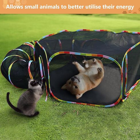 Outdoor Cat Tunnel, Outdoor Cat Enclosures Playground, Rainbow Cat Playpen for Cats, Kitty and Small Animals,Include Portable Cat Tent with Circle Cat Tunnel in Saudi Arabia