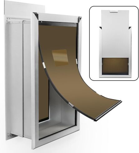 XL Dog Door for Wall - Aluminum Doggy Door for Wall Mounting - Double Flap for Ruff Weather, Extra Large Size for Giant Breed- Pet Safe Design in Saudi Arabia