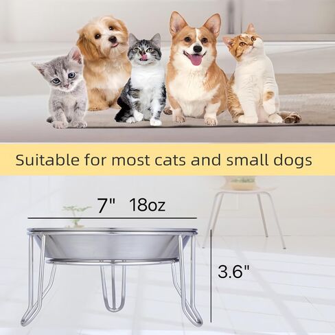 2 Sets of 7" Wide Stainless Steel Elevated Cat Bowls for Cats, Puppies and Small Dogs, Food and Water Bowls, Elevated Indoor Cat Bowl to Prevent Whisker Fatigue and Food Backflow… in Saudi Arabia