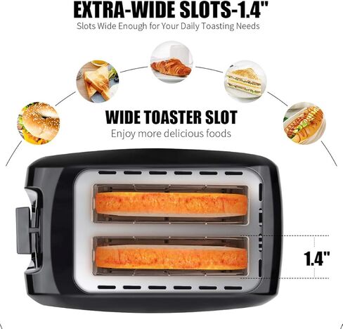 Toaster 2 Slice Stainless Steel Toaster Two Slice Toaster with Removable Crumb Tray Toaster Wide Slot Toasters 2 Slice Best Rated Prime with 7 Bread Shade Settings and Bagel, Defrost, Cancel Function in Kuwait