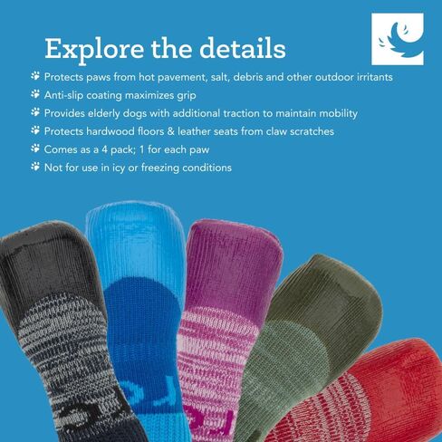 RC Pet Products Sporty PAWks Anti-Slip, Stylish, Functional, Protective Dog Socks | X-Large, Mulberry Heather in Saudi Arabia