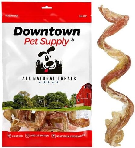 Downtown Pet Supply Spiral Bully Sticks for Medium Dogs - Dog Dental Treats & Rawhide-Free Dog Chews - Dog Treats with Protein, Vitamins & Minerals - Regular - 4-6in - 20Ct in Saudi Arabia