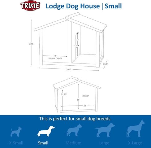 TRIXIE natura Lodge Dog House, Covered Porch, Hinged Roof, Adjustable Legs, Brown, Small in Saudi Arabia