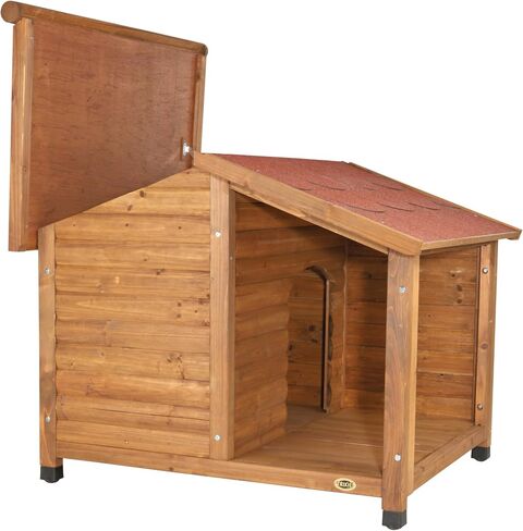 TRIXIE natura Lodge Dog House, Covered Porch, Hinged Roof, Adjustable Legs, Brown, Small in Saudi Arabia
