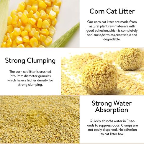 Tofu & Corn Litter Large 12lb Dust-Free Clumping Cat Litter Quickly Absorb Cat Odors Toilet Flushable Corn Litter in Saudi Arabia