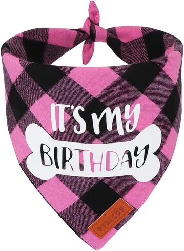 Dog Birthday Party Supplies, It’s My Birthday Dog Bandana Blue Plaid Boy Dog Birthday Bandana for Medium Large Dogs (Blue, Large) in Saudi Arabia