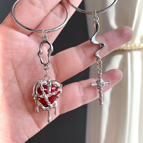 Handmade Creative Unique Earrings,Cool Girl's Choice, Hoop Earring Backings Can Be Worn Separately, 925 Silver Needles Perfect for Halloween and Parties, Gothic Dangle Earrings (Sword Heart) in Kuwait