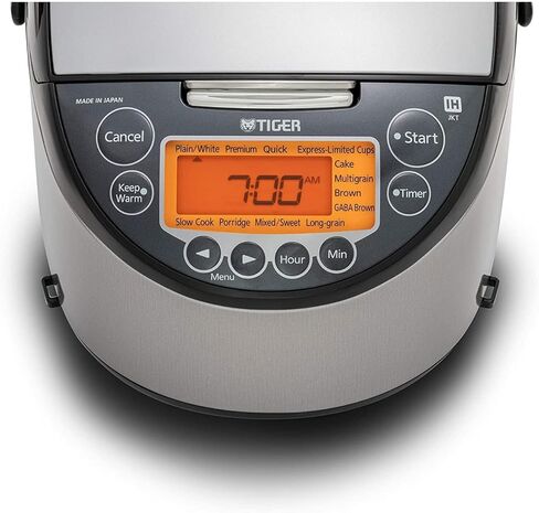 جهاز طبخ الأرز تايجر JKT-D18U سعة 10 أكواب (أسود وفولاذ مقاوم للصدأ) مع وعاء غسيل الأرز وملعقة من الخيزران (3 قطع) in Kuwait
