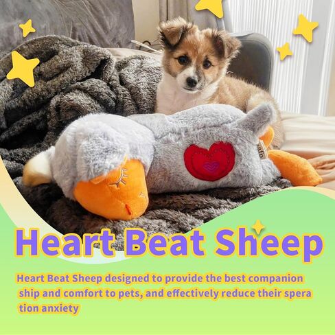 AFP Heartbeat Puppy Toy, Anxiety Relief Starter Kit, My Puppy's Home Welcome Kit with a Heart Beat Sheep, 3 Heat Packs, a Blanket, Puppy’s 1st Toy and Teething aid for Small to medium-sized dogs in Kuwait