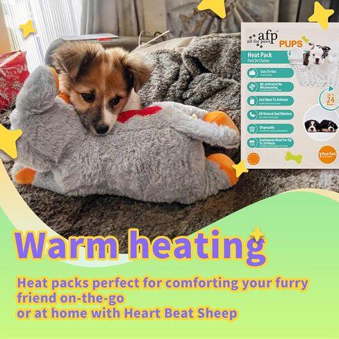 AFP Heartbeat Puppy Toy, Anxiety Relief Starter Kit, My Puppy's Home Welcome Kit with a Heart Beat Sheep, 3 Heat Packs, a Blanket, Puppy’s 1st Toy and Teething aid for Small to medium-sized dogs in Kuwait
