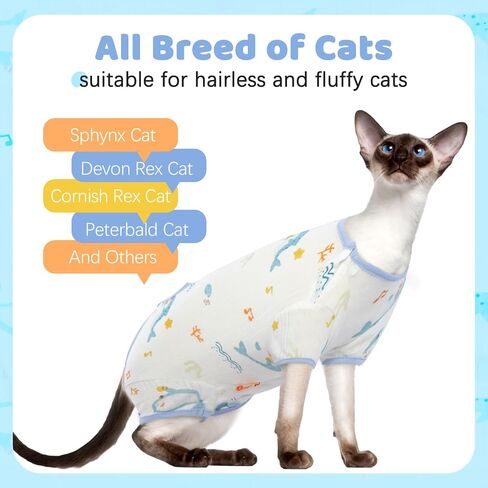 DENTRUN Breathable Cat Shirt Kitten Soft Surgery Recovery Suit Female Male Cat Apparel After Surgical Shirt, Anti-Licking Pajama for Cat Onesie Spay/Neuter, Cat Body Suit Post Surgery for Cats Only in Saudi Arabia