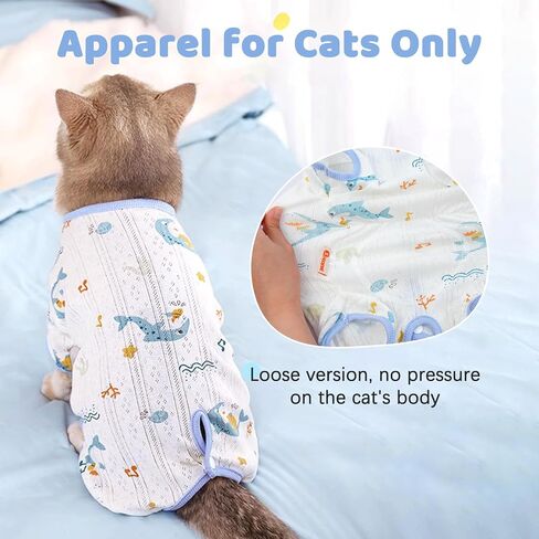 DENTRUN Breathable Cat Shirt Kitten Soft Surgery Recovery Suit Female Male Cat Apparel After Surgical Shirt, Anti-Licking Pajama for Cat Onesie Spay/Neuter, Cat Body Suit Post Surgery for Cats Only in Saudi Arabia