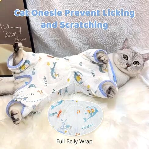 DENTRUN Breathable Cat Shirt Kitten Soft Surgery Recovery Suit Female Male Cat Apparel After Surgical Shirt, Anti-Licking Pajama for Cat Onesie Spay/Neuter, Cat Body Suit Post Surgery for Cats Only in Saudi Arabia