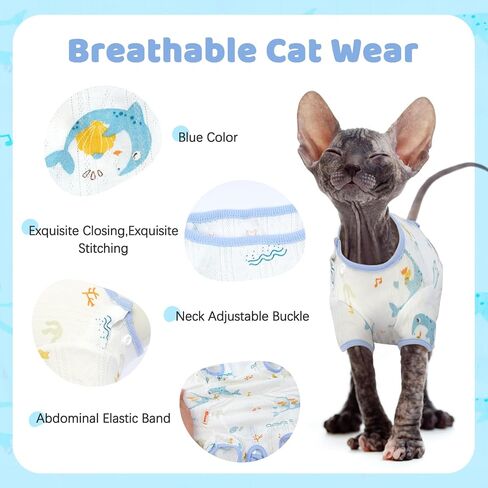 DENTRUN Breathable Cat Shirt Kitten Soft Surgery Recovery Suit Female Male Cat Apparel After Surgical Shirt, Anti-Licking Pajama for Cat Onesie Spay/Neuter, Cat Body Suit Post Surgery for Cats Only in Saudi Arabia