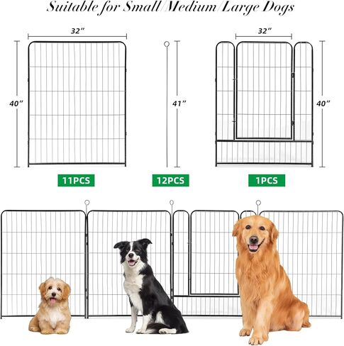 Dog Playpen 40 inch Height Dog Fence Outdoor Dog Pens for Large Dogs,14 Fence Panels Dog Pens Pet Playpen with Gates for Large/Medium/Small Pets Puppy Playpen for RV Camping Yard in Saudi Arabia