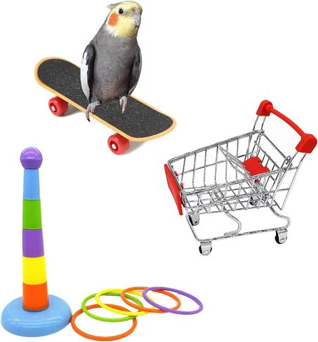 Hypeety Bird Parrot Intelligence Toys Training Skateboard Stand Perch for Parakeet Budgies Cockatiels Lovebird Funny Talbe Toy in Saudi Arabia
