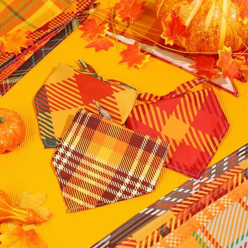 150 Pcs Fall Thanksgiving Plaid Dog Bandanas Bulk Thanksgiving Pet Scarf Bibs Puppy Bandana Adjustable Washable Kerchief Pet Costume Accessories Grooming Supplies for Small to Large Cats Dogs in Saudi Arabia