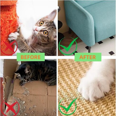 Premium Sisal Cat Scratching Mat with Velcro Tapes - Protect Couch & Carpets, Firm & Thick, Environmentally Safe - Great Gift for Cats (Oval) in Saudi Arabia