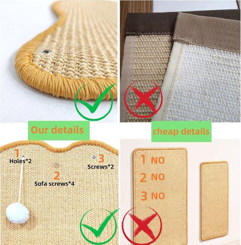 Premium Sisal Cat Scratching Mat with Velcro Tapes - Protect Couch & Carpets, Firm & Thick, Environmentally Safe - Great Gift for Cats (Oval) in Saudi Arabia