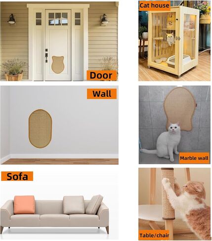 Premium Sisal Cat Scratching Mat with Velcro Tapes - Protect Couch & Carpets, Firm & Thick, Environmentally Safe - Great Gift for Cats (Oval) in Saudi Arabia