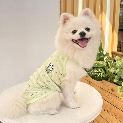 Yanmucy 2 Pieces Dog Summer Clothes Cute Embroidery Dog Striped Tank Top Vest Breathable Puppy Sleeveless Shirt for Small Dogs Cats (Pink+Blue, Medium) in Saudi Arabia