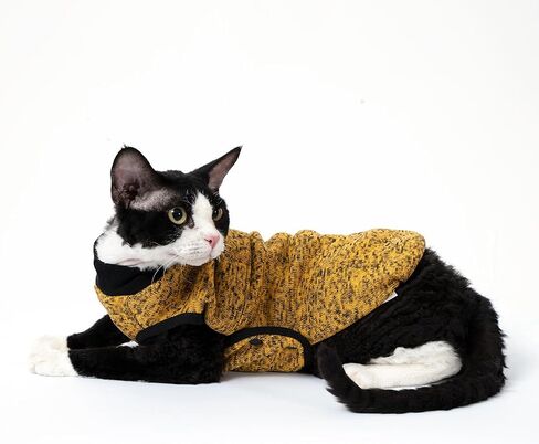 Sphynx Cat Coat, Easy to Wear Jacket with Buckle,Warm Fleece Coat for cat, Cat Fleece Jacket,Deep Yellow Jacket for Cat and Small Dogs (Large) in Saudi Arabia