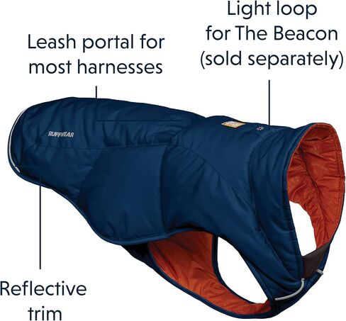 Ruffwear، سترة Quinzee معزولة، مقاومة للماء للكلاب مع كيس، Blue Moon، X-Small in Kuwait