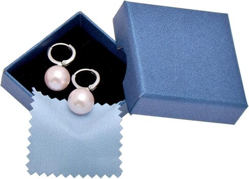 12 MM Shell Pearls Vintage Dangle Hoops Leverback Earrings for Women, Pink Nacre in Saudi Arabia