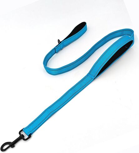 4FT Black Strong Dog Leash with 2 Padded Handles, Traffic Handle Extra Control, Double-Sided Reflective Walking Lead for Small Medium and Large Dogs(Black, 4FT) in Saudi Arabia