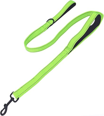4FT Black Strong Dog Leash with 2 Padded Handles, Traffic Handle Extra Control, Double-Sided Reflective Walking Lead for Small Medium and Large Dogs(Black, 4FT) in Saudi Arabia