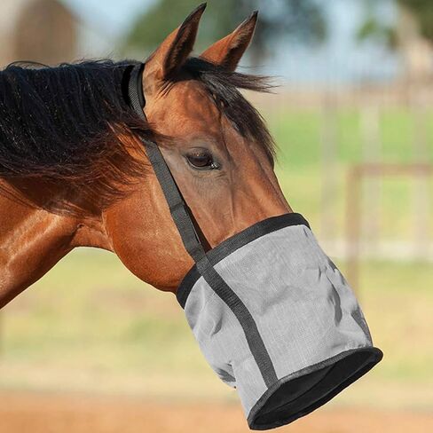Heavy Duty Mesh Horse Feeder Horse Feed Bag for Grain with Adjustable Strap,Comfort Neck Pad,Nose Pad Horse Muzzle Feed Bag (Gray) in Saudi Arabia