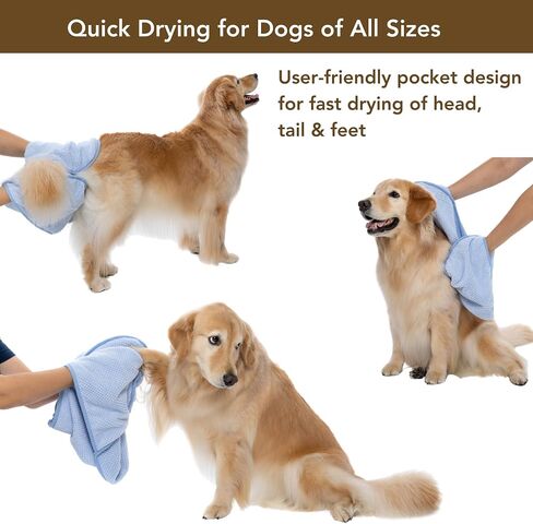 Dog Bathrobe and Dog Towel Bundle, Soft Microfiber Drying Towel and Hooded Robe Set for Fast Drying Dogs, Puppies and Cats After Bath (Blue, Small) in Saudi Arabia