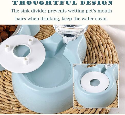 2 in 1 Double Dog Cat Bowls with Automatic Drinking Bottles,Stainless Steel Pet Bowls No-Spill Resin Station, Pet Water and Food Bowl Set with Automatic Water Dispenser Bottle for Cats and Small Dogs in Saudi Arabia