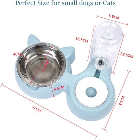 2 in 1 Double Dog Cat Bowls with Automatic Drinking Bottles,Stainless Steel Pet Bowls No-Spill Resin Station, Pet Water and Food Bowl Set with Automatic Water Dispenser Bottle for Cats and Small Dogs in Saudi Arabia