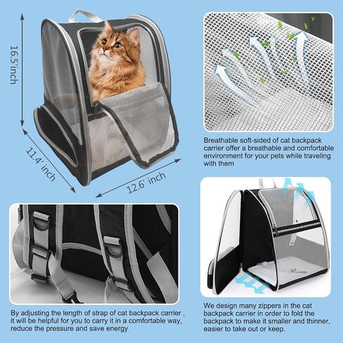 3-in-1 Pet Travel Kit, Cat/Dog Backpack Carrier, Soft-Sided Pet Carrier Airline Approved & Folding Portable Cat Litter Box, Pet Essentials for Outdoor Traveling in Saudi Arabia