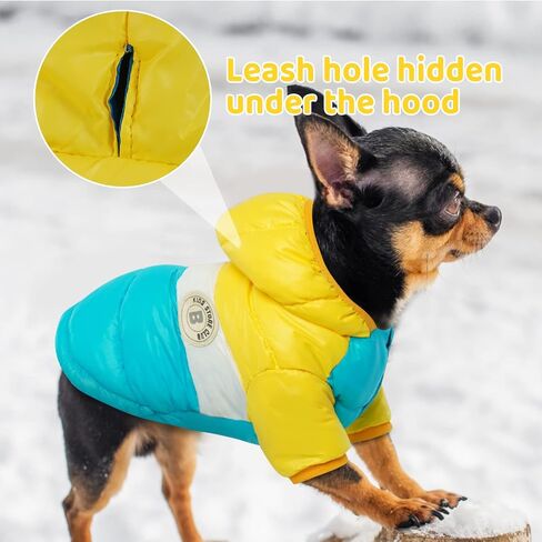 FUAMEY Dog Winter Coat,Puppy Puffer Jacket Warm Padded Pet Snow Vest Cute Windproof Dog Clothes Doggy Warm Waterproof Outdoor Lightweight Small Dog Hoodie,Chihuahua Poodles Yorkshire Pet Apparel S/12 in Saudi Arabia