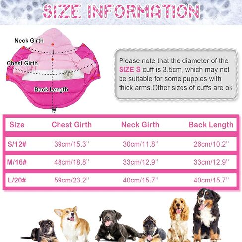 FUAMEY Dog Winter Coat,Puppy Puffer Jacket Warm Padded Pet Snow Vest Cute Windproof Dog Clothes Doggy Warm Waterproof Outdoor Lightweight Small Dog Hoodie,Chihuahua Poodles Yorkshire Pet Apparel S/12 in Saudi Arabia