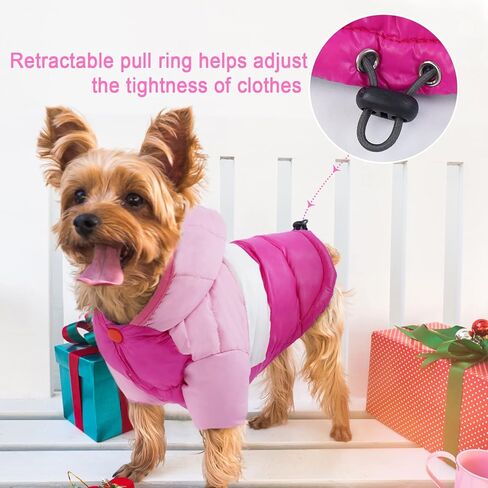 FUAMEY Dog Winter Coat,Puppy Puffer Jacket Warm Padded Pet Snow Vest Cute Windproof Dog Clothes Doggy Warm Waterproof Outdoor Lightweight Small Dog Hoodie,Chihuahua Poodles Yorkshire Pet Apparel S/12 in Saudi Arabia