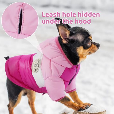 FUAMEY Dog Winter Coat,Puppy Puffer Jacket Warm Padded Pet Snow Vest Cute Windproof Dog Clothes Doggy Warm Waterproof Outdoor Lightweight Small Dog Hoodie,Chihuahua Poodles Yorkshire Pet Apparel S/12 in Saudi Arabia