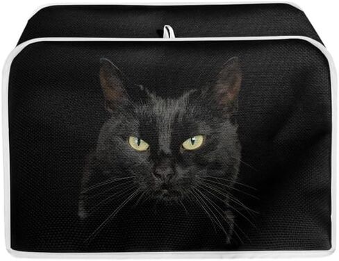 3D Black Cat Toaster Cover Slice Wide Slot, Cute Kitten Kitchen Appliance Cover, Aesthetic Animals Art Universal Size Microwave Toaster Oven Cover - S in Kuwait
