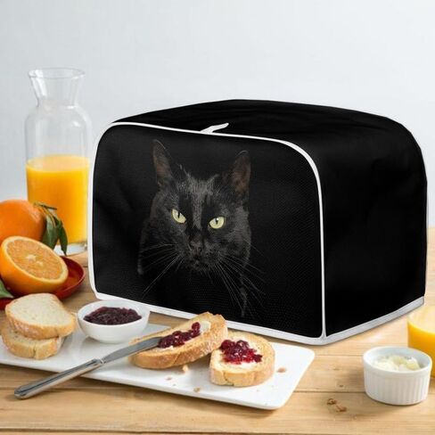 3D Black Cat Toaster Cover Slice Wide Slot, Cute Kitten Kitchen Appliance Cover, Aesthetic Animals Art Universal Size Microwave Toaster Oven Cover - S in Kuwait