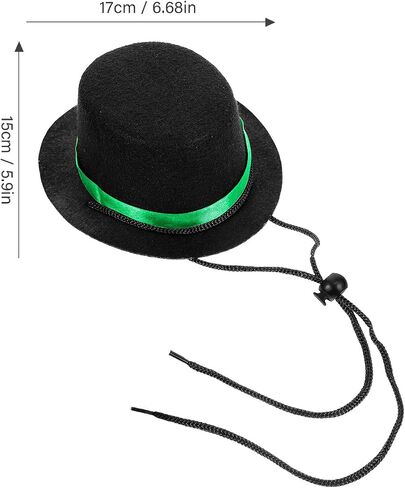 2pcs Pet Hat Halloween Dog Bowler Hat Adjustable Puppy Cap Black Mini Party Hat for Small Dogs Cat kitten Puppy Costume Accessories - Red & Green Ribbons in Saudi Arabia