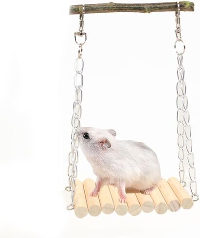 Hamster Swing Toy Wooden Swing with Adjustable Hanging Chain for Mouse Chinchilla Rat Gerbil and Dwarf Hamster Hanging Bed Hammock Cage Exercise Accessory in Saudi Arabia