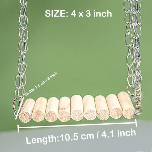 Hamster Swing Toy Wooden Swing with Adjustable Hanging Chain for Mouse Chinchilla Rat Gerbil and Dwarf Hamster Hanging Bed Hammock Cage Exercise Accessory in Saudi Arabia