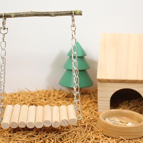 Hamster Swing Toy Wooden Swing with Adjustable Hanging Chain for Mouse Chinchilla Rat Gerbil and Dwarf Hamster Hanging Bed Hammock Cage Exercise Accessory in Saudi Arabia