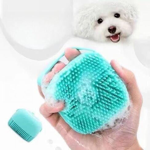 Pet Silicone Bath Shower Massage Brush Light Blue in Saudi Arabia