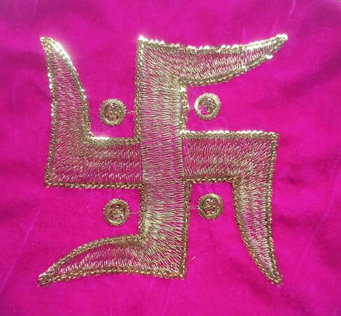 Swastik Symbol Pooja Mat Aasan Cloth for Puja Cloth Mat/Mandir, Temple, Home, Office, Base, Chawki, Slab Pink 4JA9 in Saudi Arabia