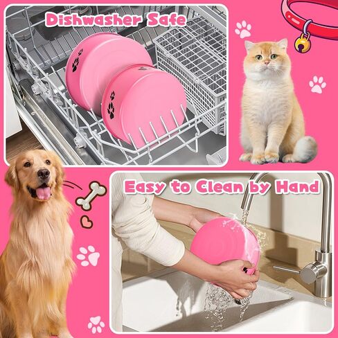 2 Pack Kennel bowls Mountable Stainless Steel Crate Bowls for Dogs No Spill Hanging Kennel Water Bowls with Clamp Holder 2 Sizes（7.08x2.83’’,6.3x2.63’） Hot Pink in Saudi Arabia
